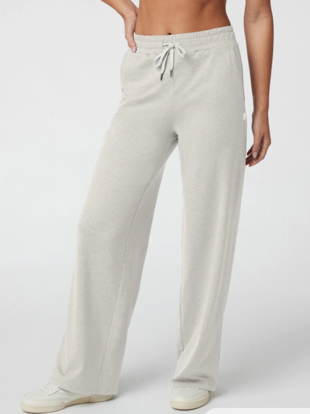 Vuori Halo Essential Wideleg, Dreamknit Pants, Ecru Heather, 29.5" Inseam, Sz M